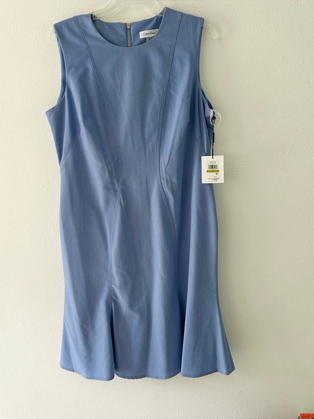 NWT Calvin Klein Periwinkle Blue Fit/Flare Sleeveless Dress Size 14, Knee Length